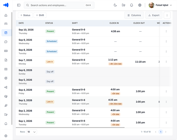 Biometric data — real-time attendance sync