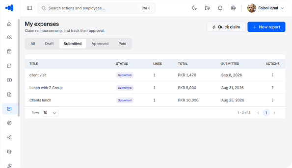 ChordHR Expense Management — expense submission and approval